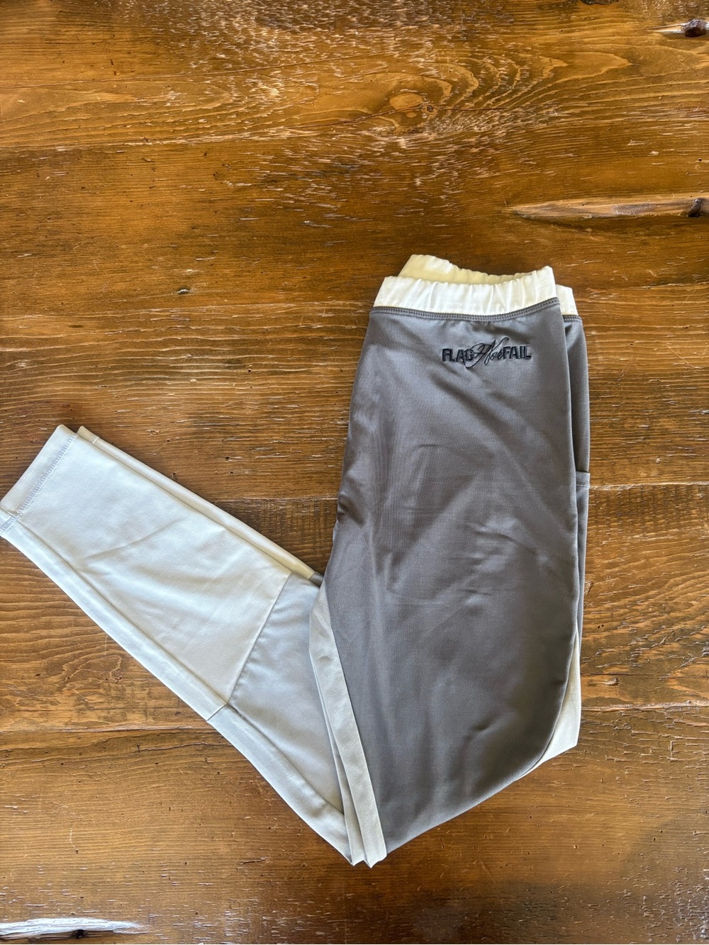 Flag Nor Fail Color Block Gray Athletic Leggings